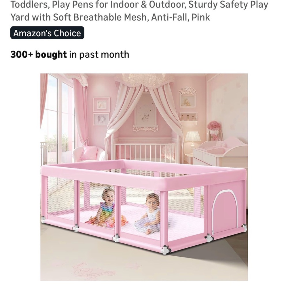 Kids Safety Play Yard Playpen for Toddlers - Pink